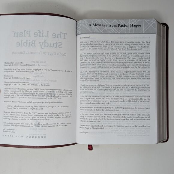 The Life Plan Study Bible Legacy Partner NKJV John Hagee Ministries 2004 EUC - Picture 6 of 10